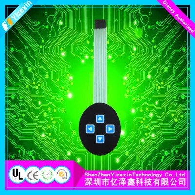 New Design Epoxy Coating 4 Button Membrane Switch with LEDs